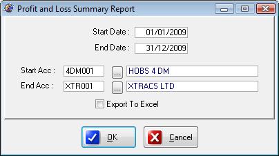 Profit/Loss Summary This report previews a profit/loss report showing the profit per customer, between the date ranges you specify.
