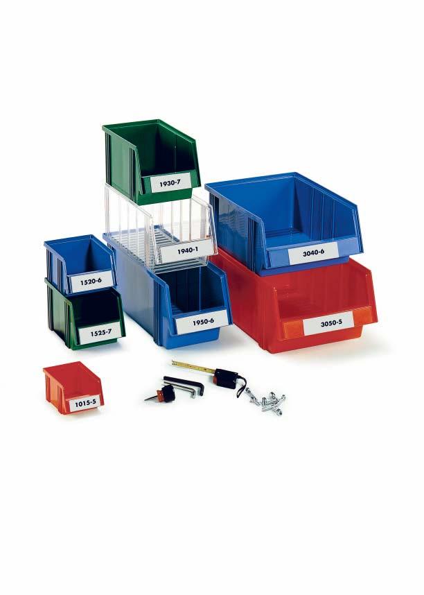 STACKING BINS Designed to facilitate easy stock selection and picking. The open front gives good access, and the corrugated bases help to retrieve contents, especially smaller sized and flat objects.