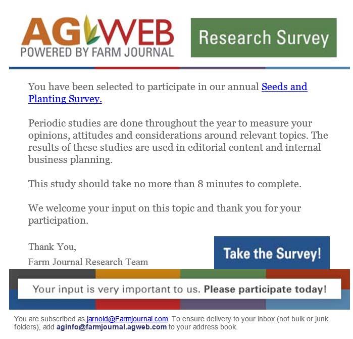 Methodology E-mail survey conducted April 2018 otarget Audience - Corn and Soybean Growers in Farm Journal Database ono Incentive Offered