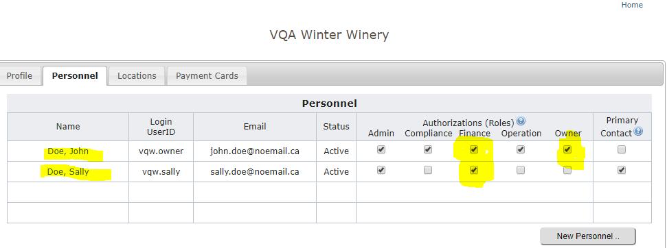 Personal means this card is only available to you, no one else can even see it. Business means that any authorized co-worker can use this card to make payments in VQA Services.