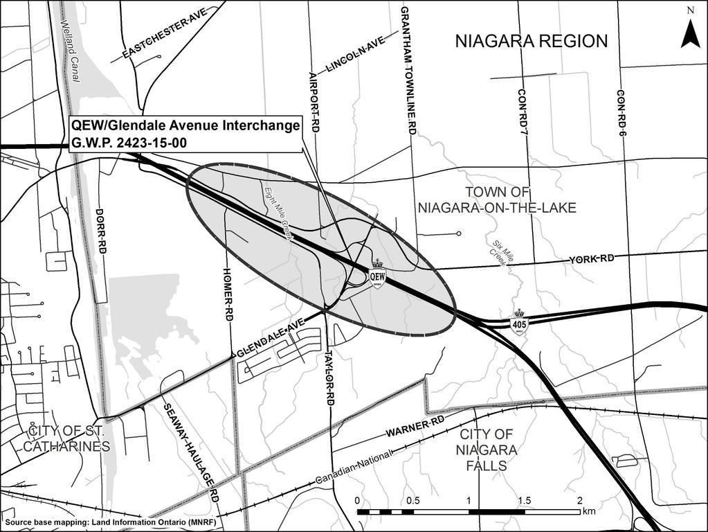 QEW Interchange Improvements at Glendale Avenue Study Area, Purpose and Scope The Ontario Ministry of Transportation (MTO) has retained AECOM Canada Ltd.