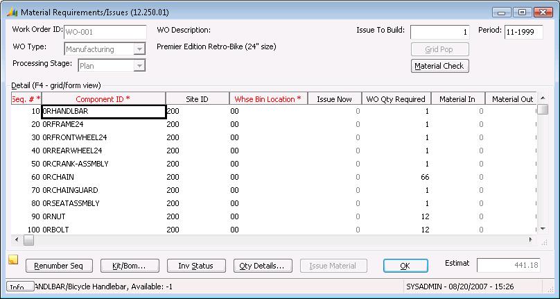 Task Guidelines 41 Note: You can insert an item between two existing lines by clicking Sequence # in the next blank row and manually entering a number between the two existing item lines.