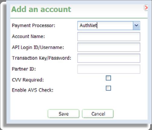 Add Another Payment Method To add additional payment methods, click on the Add Another Payment Method button and fill out any required fields.