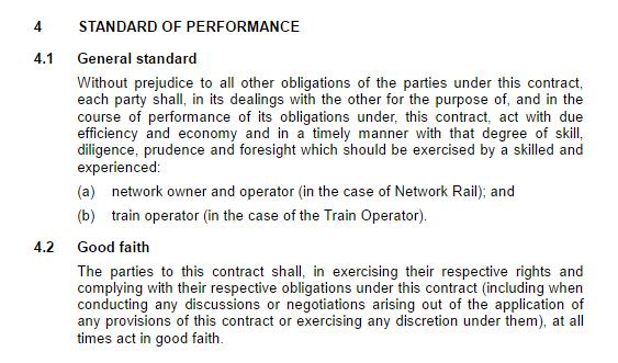 COMPENSATION PROVSIONS UNDER CLAUSE 4.2 ( GOOD FAITH ) 5.24 Grand Central s Track Access Contract contains the following clauses: 5.