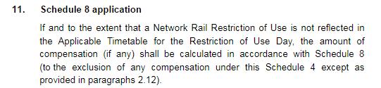 On this basis Grand Central would be due schedule 8 compensation for the difference between the timetable agreed in September 2014 and the timetable which was implemented as the Emergency Timetable.
