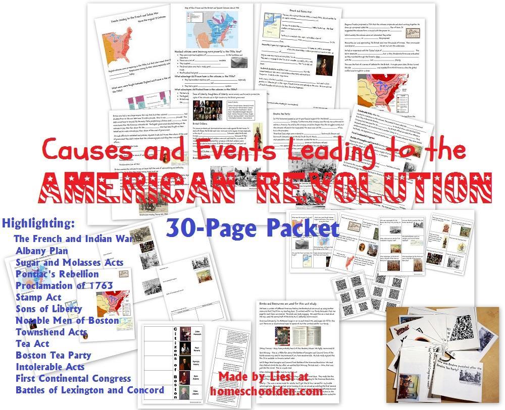 causes of and events leading to the American Revolution such as the French &