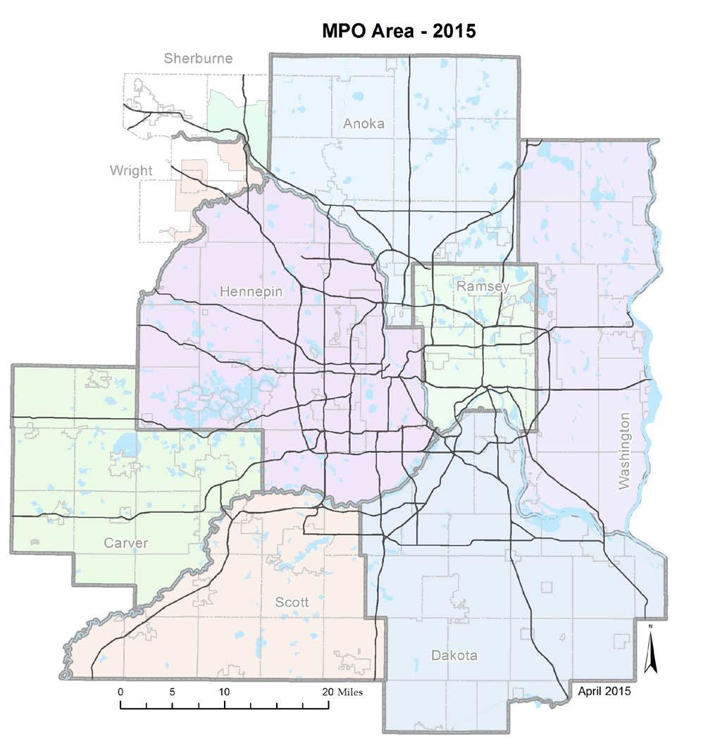 Figure 1: Twin Cities Metropolitan Area Political Boundaries Also includes parts of Sherburne and Wright Counties (MN) and St.