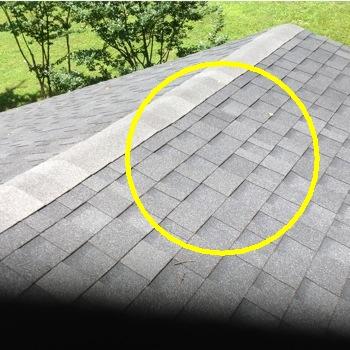 Ridge cap: Has been replaced It appears the ridge cap been replaced since the original roof was installed