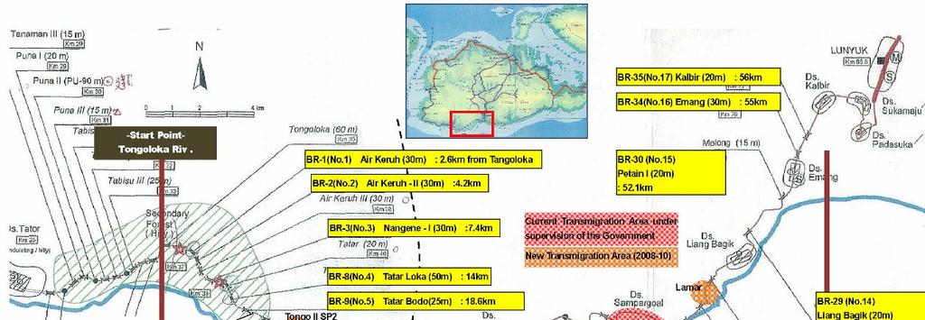 Mountainous Area (except transmigrated Area) 0-45km Section Figure-2 Detailed Project Location Map Flat Area 45-60km Sec.