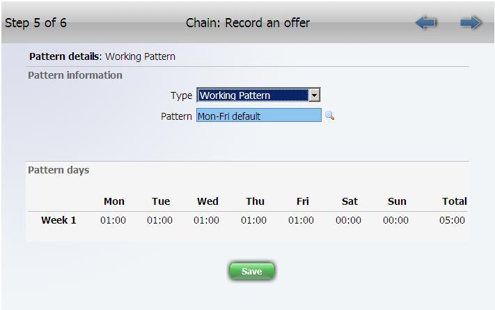 19. A Monday to Friday working pattern will be displayed.