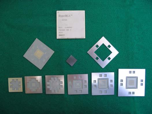 configurations are shown in Figure 2, for single-chip package formats. combined function and further complicating the assembly process with multiple adhesives. Figure 2. PTFE based laminates in various single-chip stiffener formats.