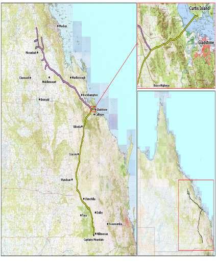 MIDSTREAM Two 500km pipelines from each basin to Gladstone Licensed pipeline route Consultation with landholders