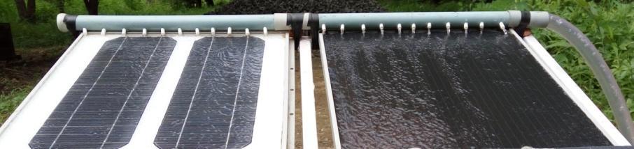 Fig.3. Close-up of the flowing film of water at the PV module surface 2.2. Mathematical modelling Combination of efficiency terms describes the performance of water cooled solar PV system.