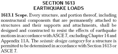 IBC (cont d) Nothing escapes seismic design!