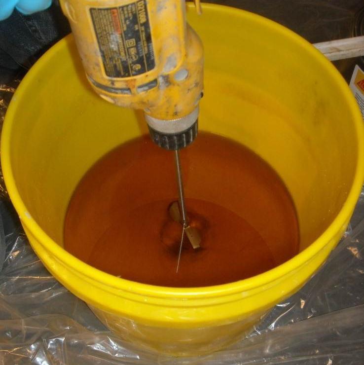 Mixing Epoxy Mortar Add 4-5 parts by loose volume of an ovendried silica sand