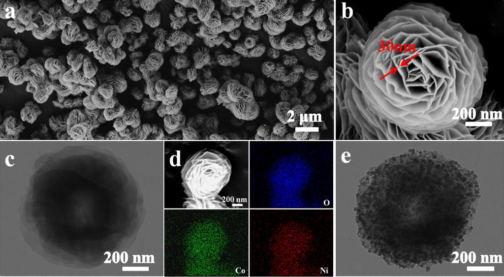 Fig. S1 (a, b) SEM, (c) TEM, (d) EDX mapping images of the