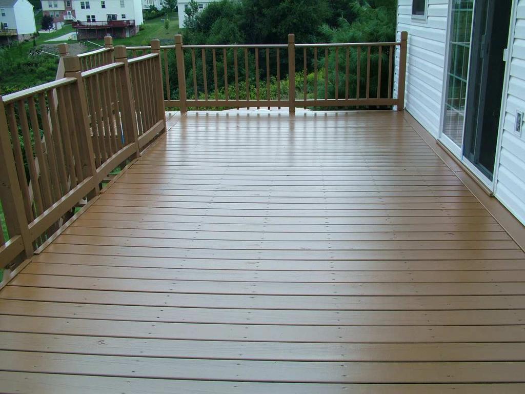 Yellow South Florida Delta E 10 8 6 4 2 White Clear over pine Clear over stain 0 1 3 6 9 15 18 21 24 Months Figure 7 South Florida Weathering change in yellowing Figure 8 is a deck application that