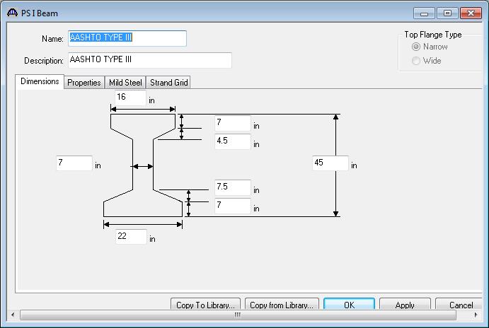 Data window and the AASHTO Type III beam or enter the data manually and