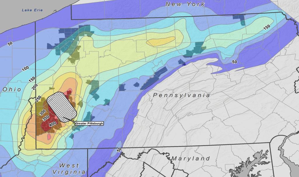 Gas In Place (GIP) Analysis Shows Greatest Potential in SW PA Range has concentrated its acreage position in SW PA, where all three shales give the greatest GIP