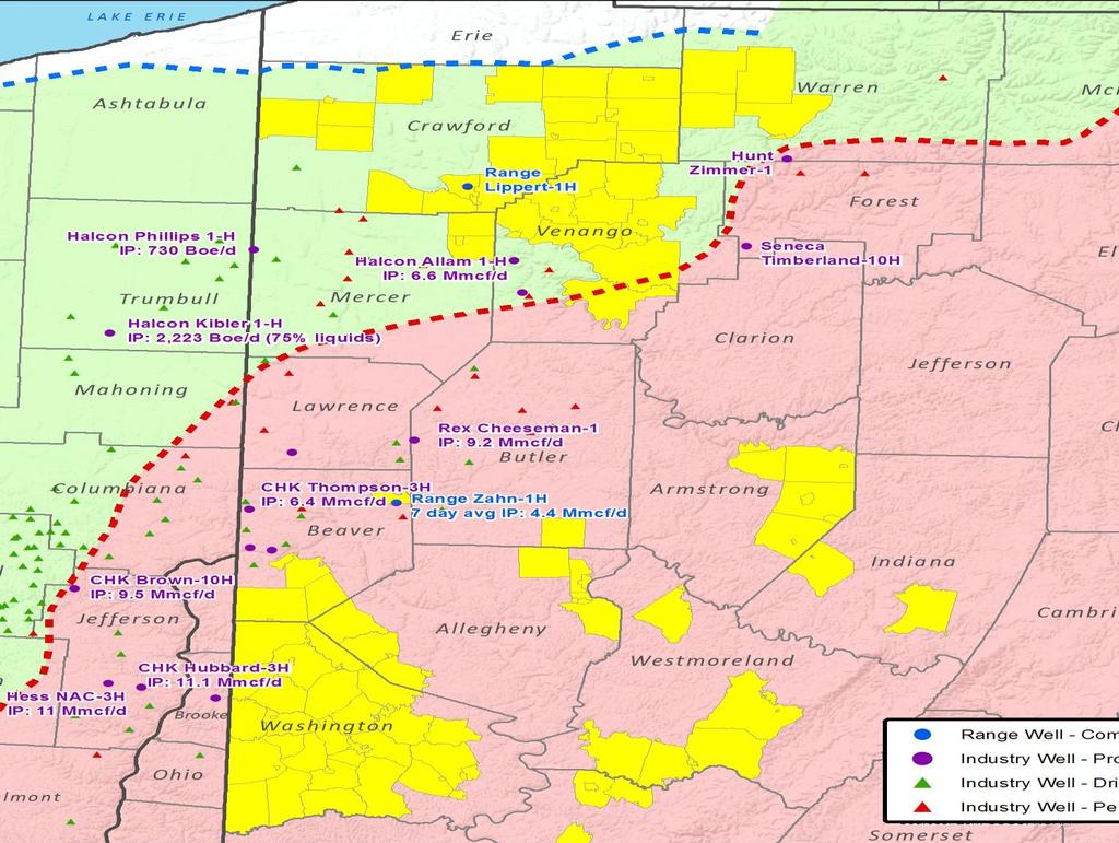 Western PA Wet and Dry Utica/Point Pleasant POINT PLEASANT ABSENT Range has significant acreage positions in