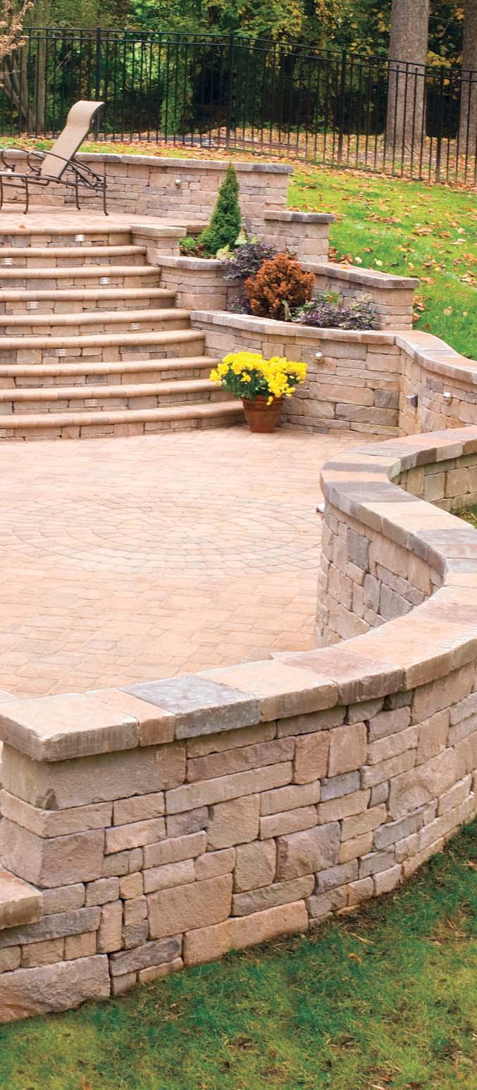 Chapel Stone Garden Walling Full Stone Three Quarter Stone Half Stone Quarter Stone Shown in Tan Blend with 6 height. 3 height is also available. Wall Cap Shown in Tan Blend. Packaged separately.