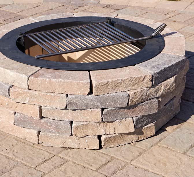 Hanover Firepit Kits 48 outside diameter approx., 14 high approx. Chapel Stone Firepit Kit Round shown in Canyon Blend.