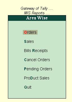 Area Wise reports can be viewed in several other