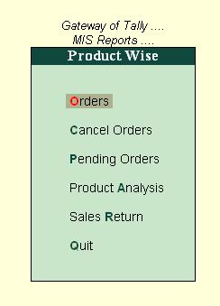 Product wise reports can be viewed in several other choices,
