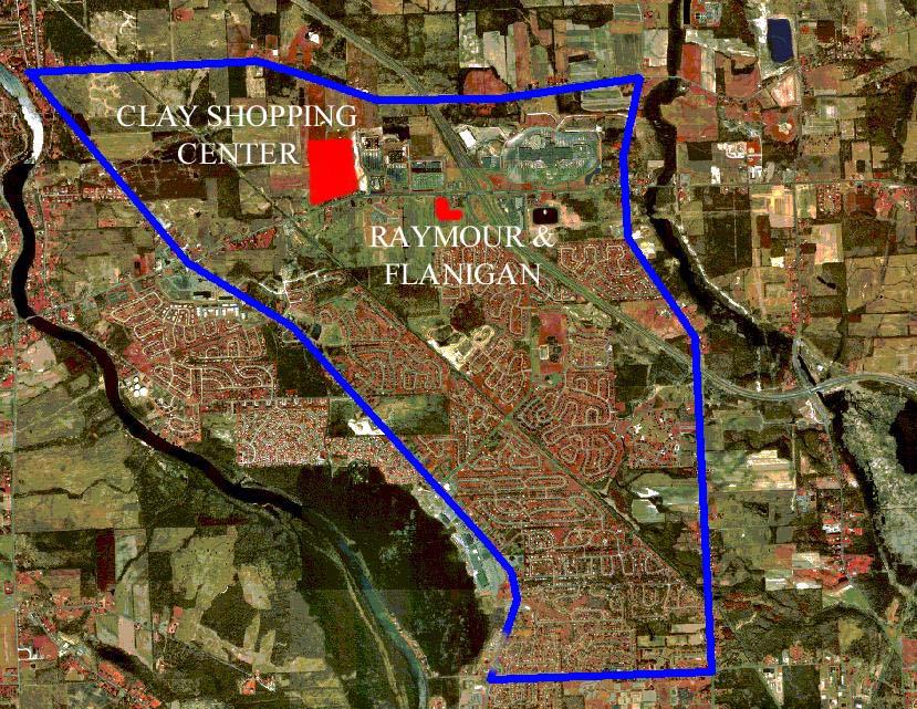 Figure 8 Clay Shopping Center and Raymour & Flanigan Locations The retail nature of the developments considered in the DEIS necessitated the analysis of the AM, PM, and Saturday peak hours.