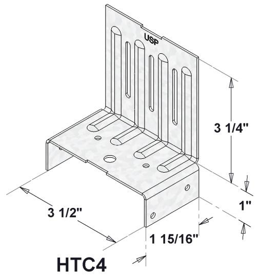 TABLE 3: HTC HEAVY TRUSS CLIP ALLOWABLE LOADS DIMENSIONS (in.) FASTENER SCHEDULE 1 ALLOWABLE LOADS (lbs.) 2 STOCK STEEL Plate Truss/Rafter Without Gap 3 With 1 1 / 4 "Gap 4 NO.