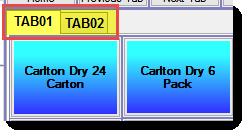 In Point-N-Sell you can have multiple tabs and they can be used similar to categories ie Dried goods, Frozen etc. In the first image you will see the standard two tabs that are setup at install.