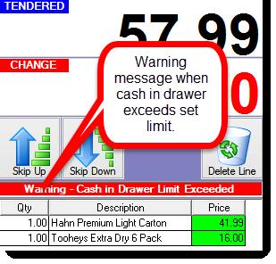 This amount will be your starting cash float for this cash drawer. The system will then go back to the Cash Drawer Summary screen where you will see this amount now showing as Cash In Drawer.