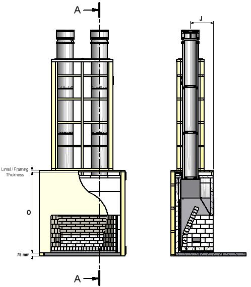 1.3 TIMBER FRAMING & TRIM OUT DETAILS - HEAT CELL CLEARANCE Description TF 1500 TF 1800 TF 2000 To Centre of Flue J 589 589