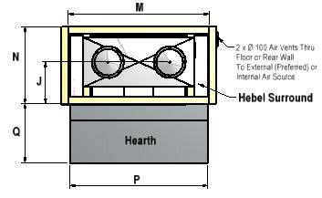 Depth N 990 990 990 Heat Cell Clearance Height O 2175 2175 2175 Hearth Width P 1940 2240 2440 Hearth Projection Q 835 835 835