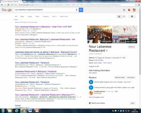 You can see from above the value of being listed with Google My Business. The restaurant is highlighted on the left of the page. This is a free service.