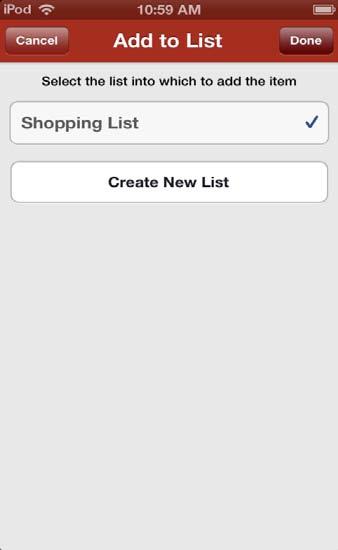 Add Item to Shopping List/Create Custom List Or create custom Shopping List