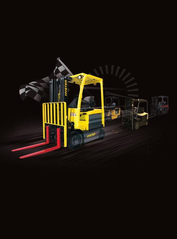 WHEN IT COMES TO PERFORMANCE THE NEW HYSTER ELECTRICS ARE IN A LEAGUE OF THEIR OWN FACT: More energy efficient than any other truck on the market = longer shift life, more productivity FACT: Travel
