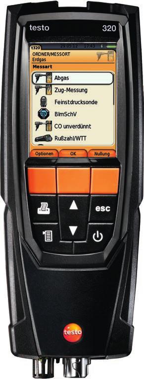 according to EN 50379, Parts 1-3 CO 2 CO HPA QA ETA C The new testo 320 is a high-quality measuring instrument for efficient flue gas analysis.