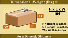 PC_0480 How to Calculate Dimensional Weight for Domestic Shipment PC_0490 Dimensional Weight International Shipment H If the cubic size of the package is 1,728 in.