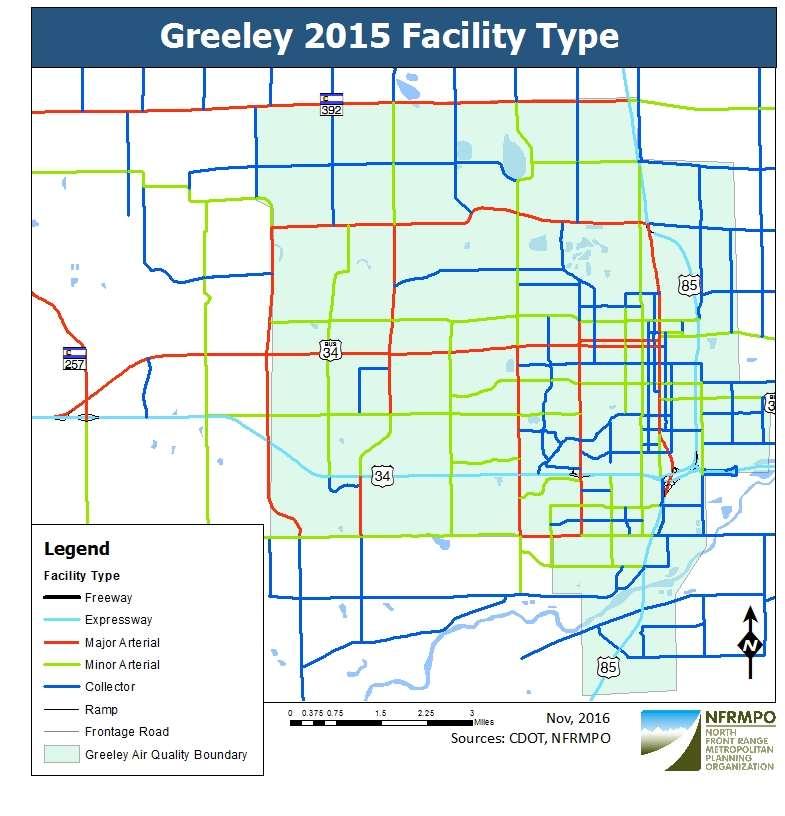 Figure 4: Greeley 2015 Facility Type Source: 2040 NFRMPO Travel Demand
