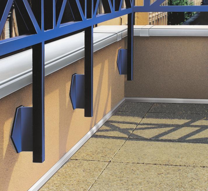 Solinet slab-support leads to cost savings: a single profile fulfils two functions: protective flashing and paving slab support the installation of the paving slabs is simplified: the profile acts as
