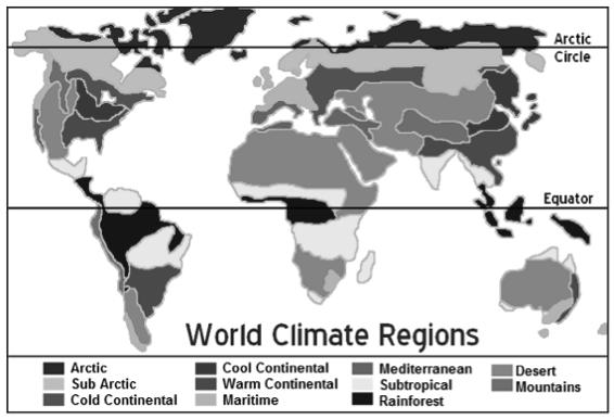 ! A continent or country can have a wide range of climates.! Climate affects the type of crops that can be grown in an area.