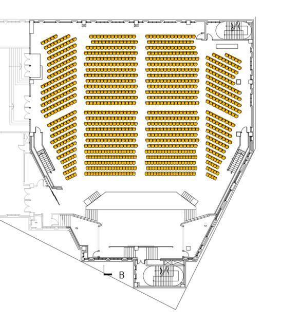 64 There is a total of 1584 cushioned seats in the auditorium (1117 seats at the bottom
