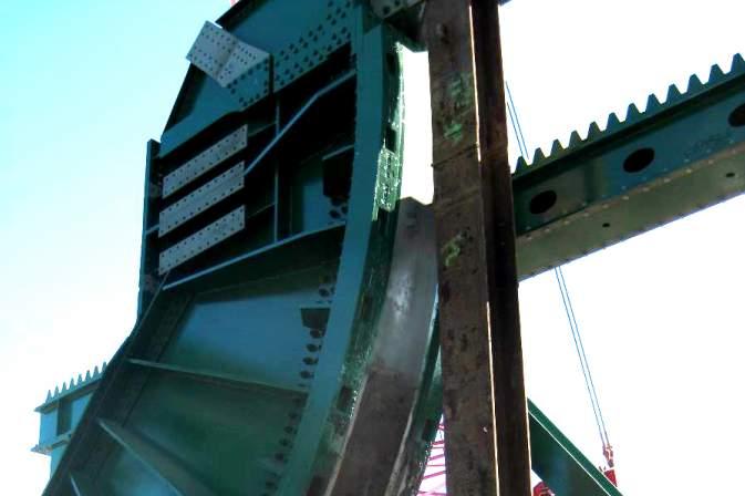 Figure 19 - Photo of Support Post Truss Assembly The bascule structure was dissembled into sub-assemblies in Galveston using a methodical