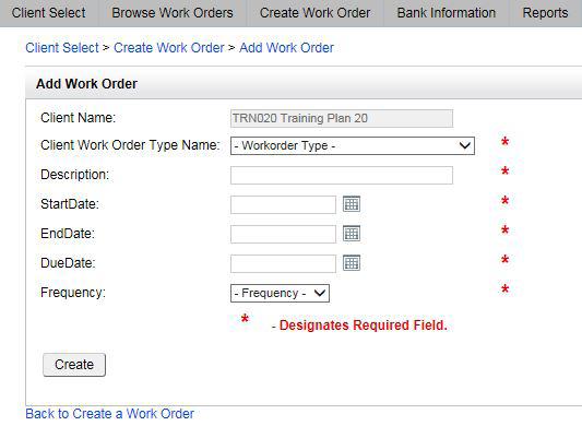 work order population methods Manually Create a Work Order To manually create a Work Order that is not already set up for recurring