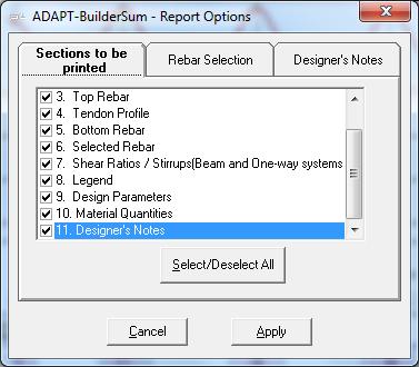 Chapter 7 PROGRAM EXECUTION The format of Summary report can be modified using the Span Selection Toolbar.