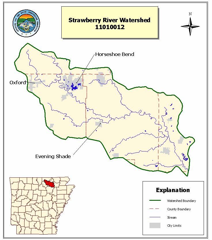 Strawberry River Watershed Summary of Water Quality in the Strawberry Watershed: The Strawberry River, a tributary of the Black River, is located in the Ozark Highland Ecoregion in north central