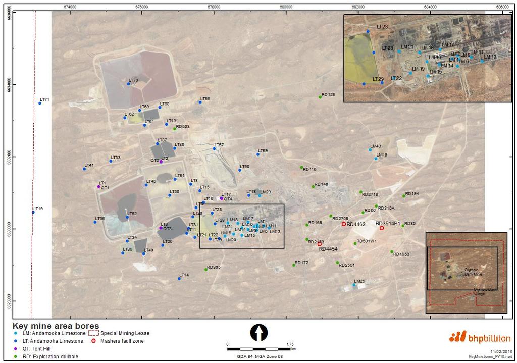 Figure 5-1: Key mine area monitoring bore