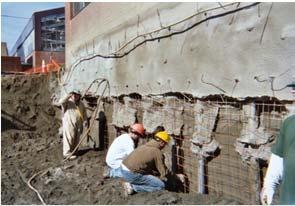 provide lateral bracing 6 shotcrete wall was installed to contain the soil and