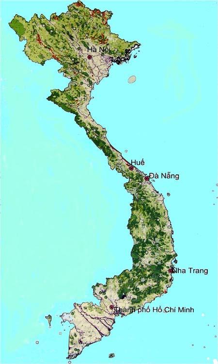 Vietnam total land area: 33 million hectares Three-quarters of the country consists of mountains and hills.